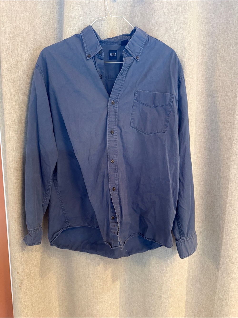 Basic Editions Men's Slate Blue Button-Down Shirt